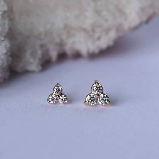 Trinity End - CZ - Pressure Fit End Only-body jewelry-Alchemy Adornment-White Gold-1.5mm-