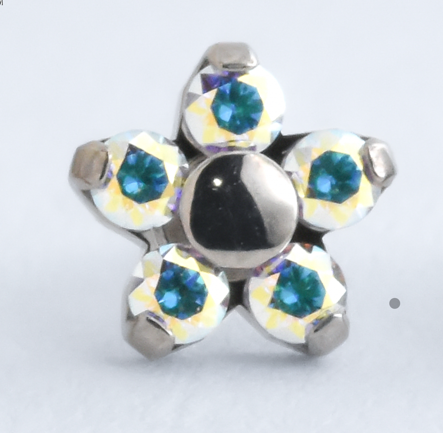 Titanium Flower End - CZ - Pressure Fit End Only-body jewelry-Neometal-Aurora Borealis-