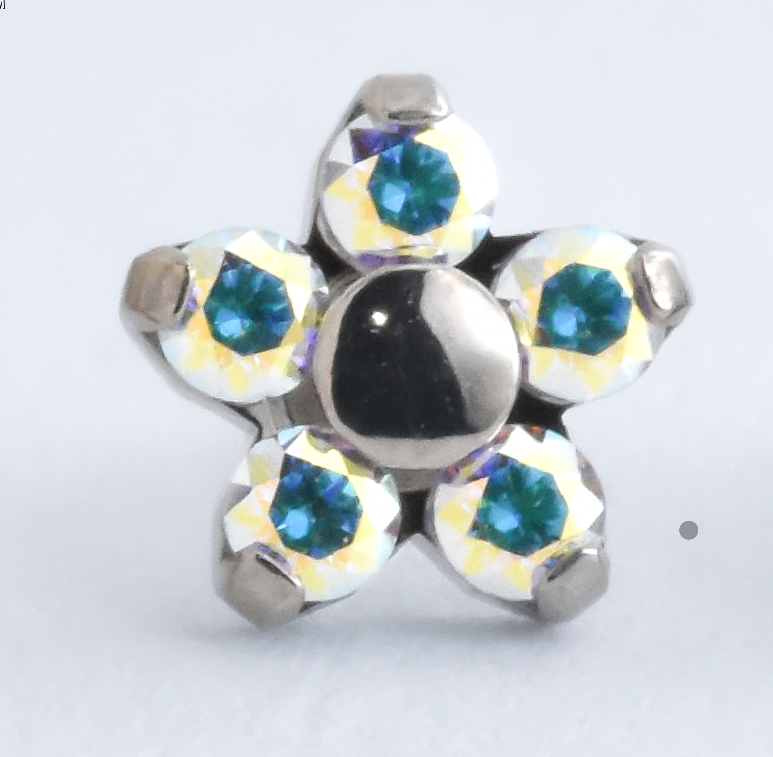Titanium Flower End - CZ - Pressure Fit End Only-body jewelry-Neometal-Aurora Borealis-