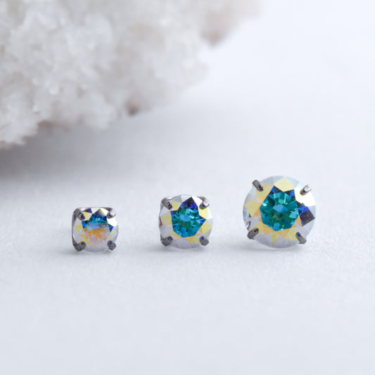Titanium Prong Set End - Aurora Borealis CZ - Pressure Fit End Only-Neometal-2mm-