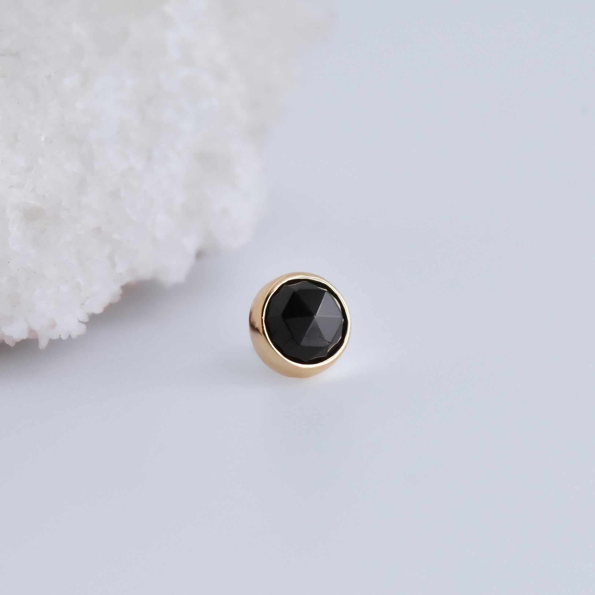Bezel End - Black Spinel - Pressure Fit End Only-body jewelry-Alchemy Adornment-