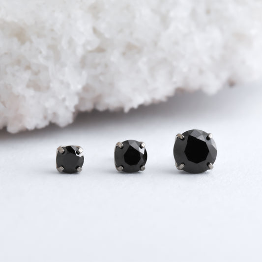 Titanium Prong Set End - Black CZ - Pressure Fit End Only-Neometal-1.5mm-