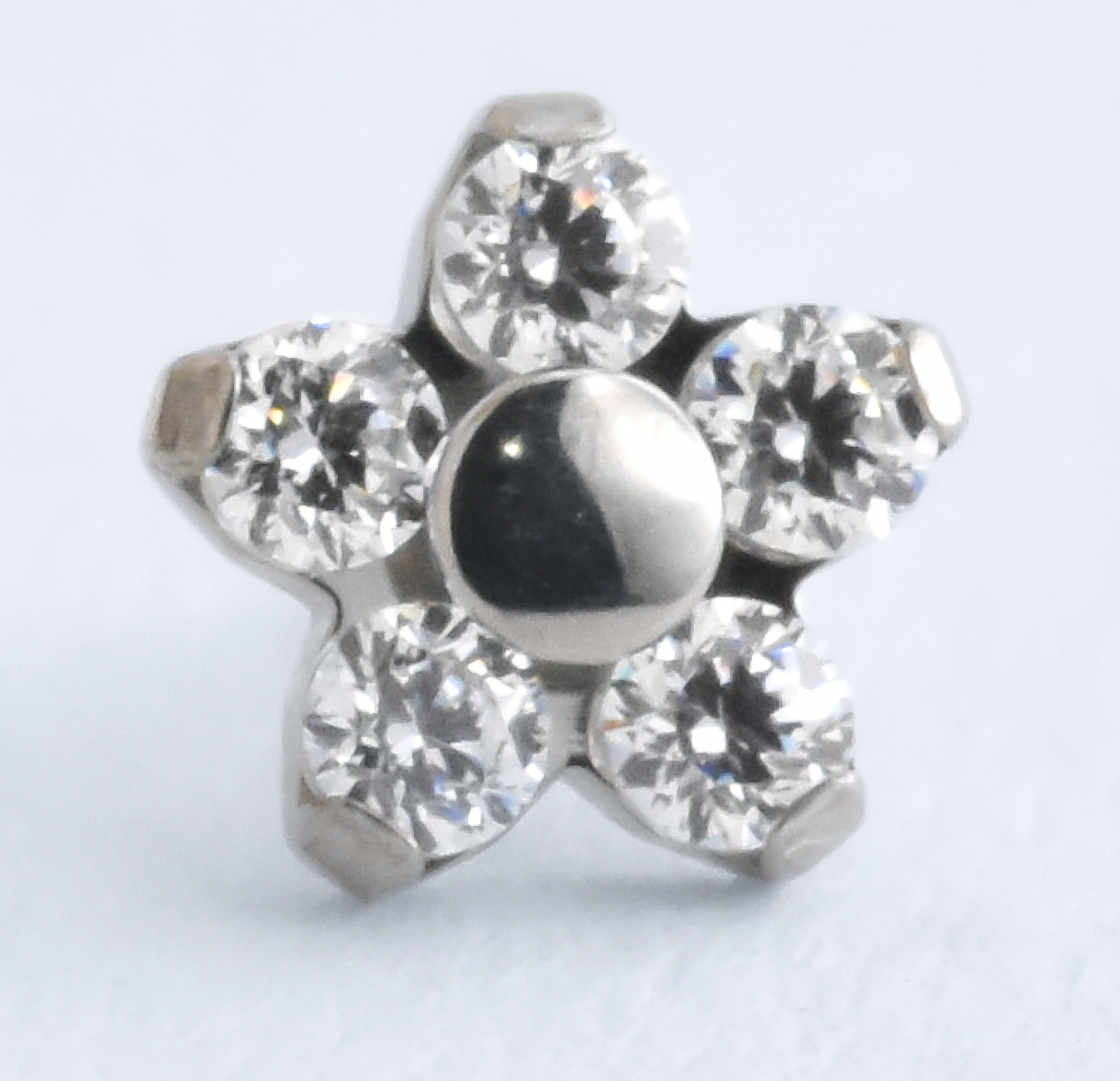 Titanium Flower End - CZ - Pressure Fit End Only-body jewelry-Neometal-Clear-