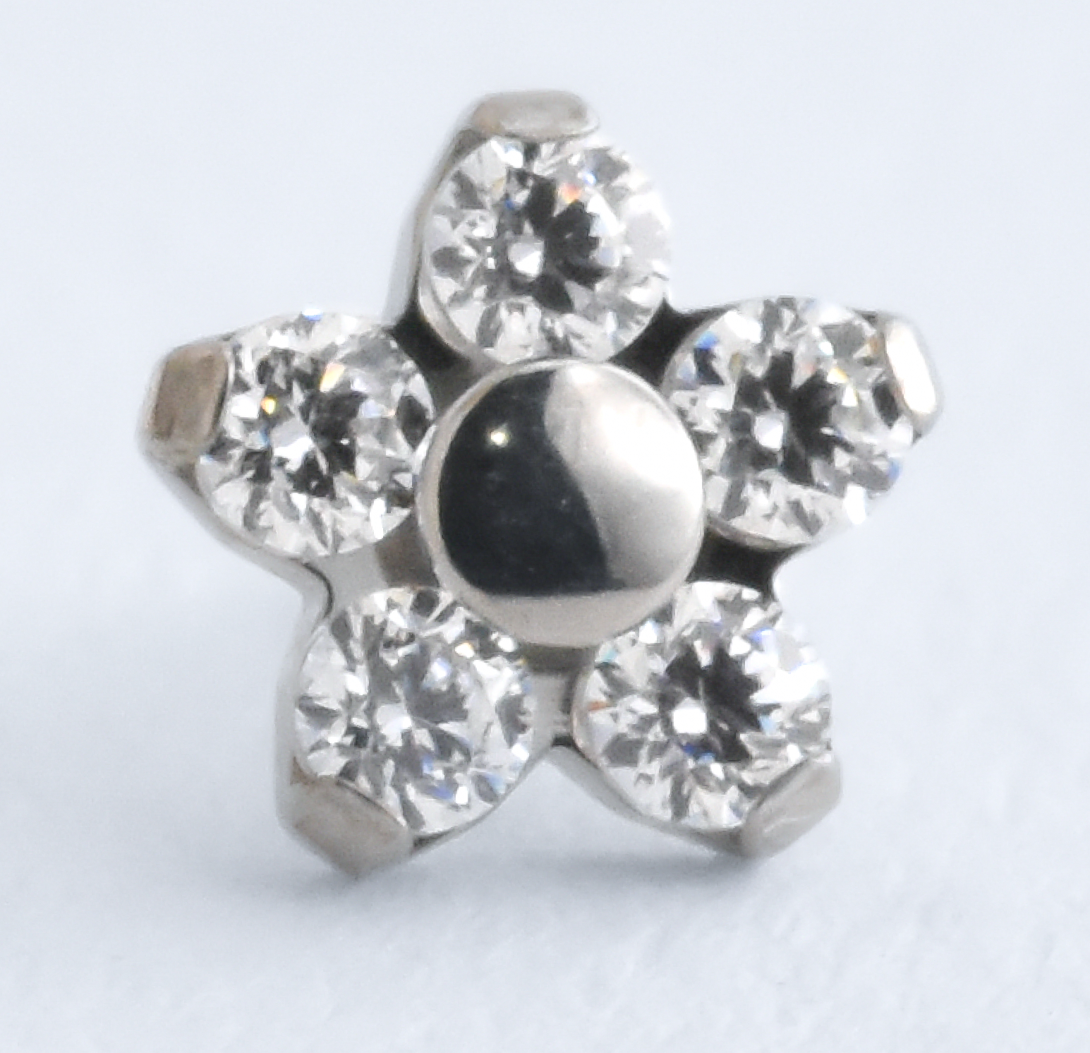 Titanium Flower End - CZ - Pressure Fit End Only-body jewelry-Neometal-Clear-
