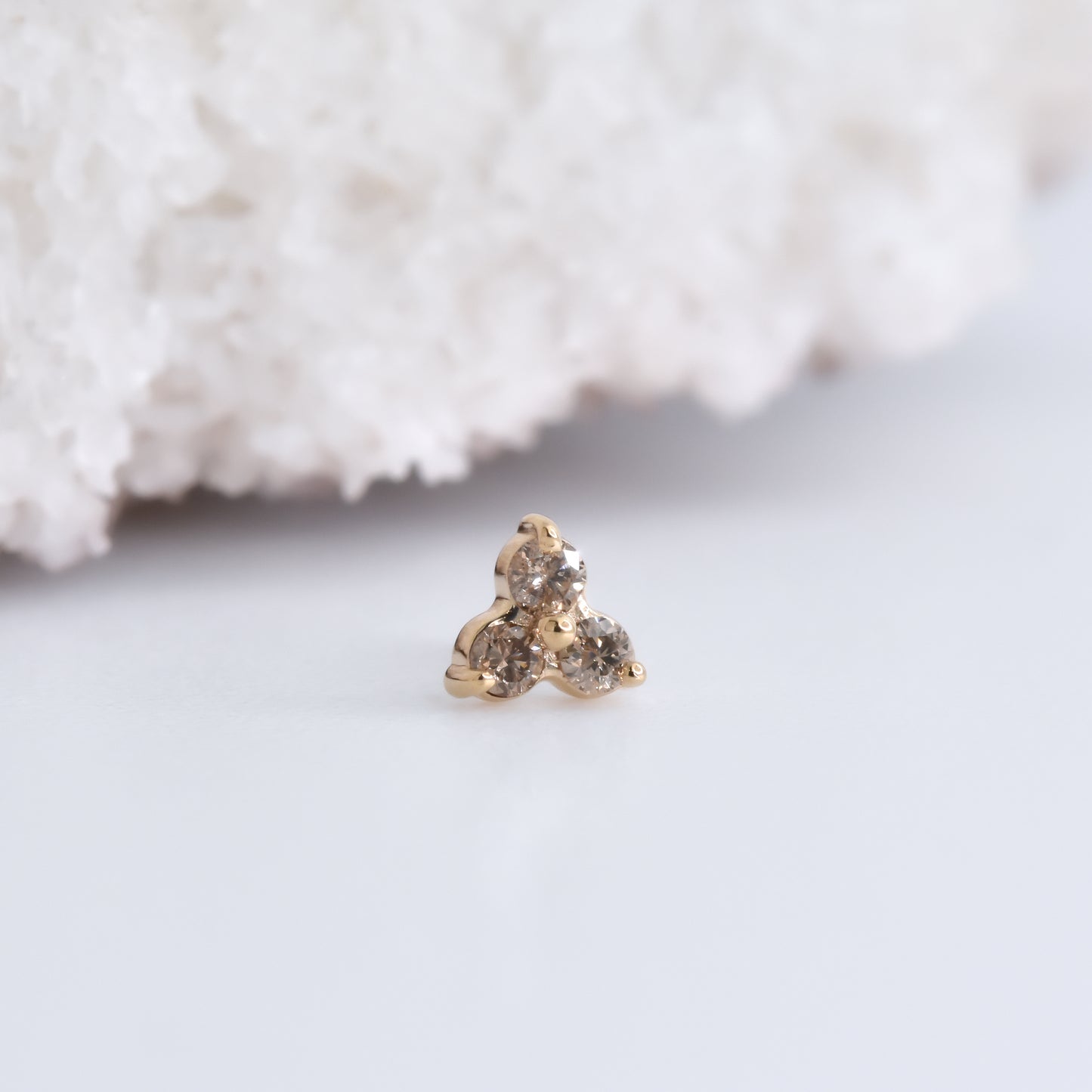 Trinity End - Champagne Diamond - Pressure Fit End Only-Gold - Alchemy - Gem Ends - Pressure Fit - Trinity - Yellow Gold-Alchemy Adornment-