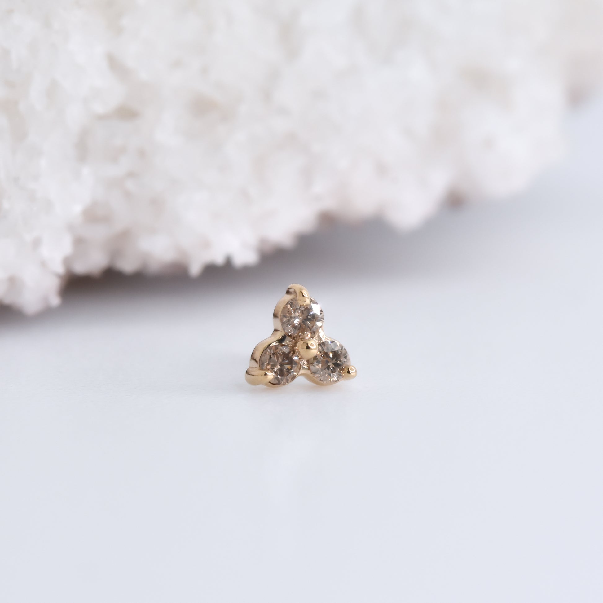 Trinity End - Champagne Diamond - Pressure Fit End Only-Gold - Alchemy - Gem Ends - Pressure Fit - Trinity - Yellow Gold-Alchemy Adornment-