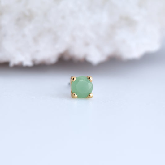 Prong End - Genuine Chrysoprase - Pressure Fit End only-Gold - Alchemy - Gem Ends - Pressure Fit - Prong - 2.5mm - Yellow Gold-Alchemy Adornment-