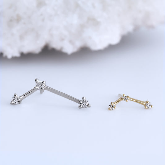 Astera 3 End - Genuine Diamonds - Pressure Fit End Only-body jewelry-Modern Mood-yellow gold-Large-