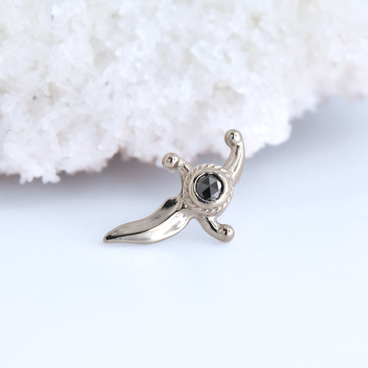 2mm Dagger End - Rose Cut Black Diamond - Pressure Fit End Only-Gold - Alchemy - Gem Ends - Pressure Fit-Alchemy Adornment-Left-