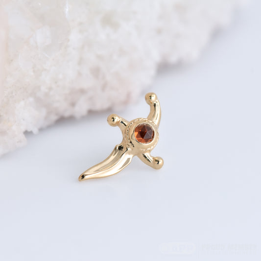 2mm Dagger End - Rose Cut Garnet - Pressure Fit End Only-Gold - Alchemy - Gem Ends - Pressure Fit-Alchemy Adornment-Left-