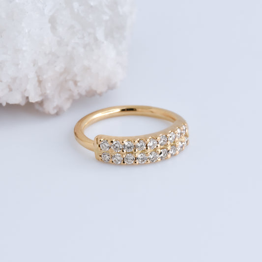 Double Outside Fixed Gem Ring - Genuine Diamonds-body jewelry-Alchemy Adornment-