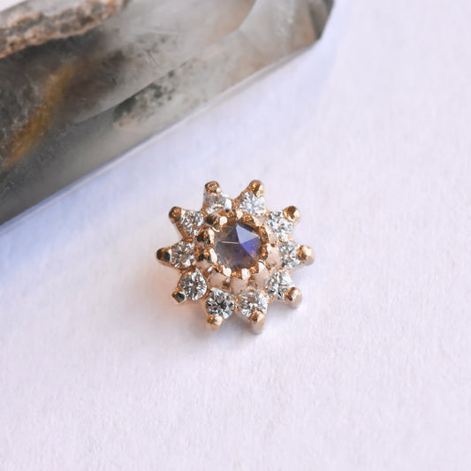 Breezy End - Rose Cut Moonstone & Genuine Diamonds - Threaded End Only-body jewelry-Alchemy Adornment-