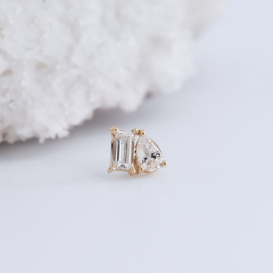 Dual Delight End - CZ - Pressure Fit End Only-Gold - Mae Body Jewelry - Plain Ends - Rose Gold-Mae Body Jewellery-