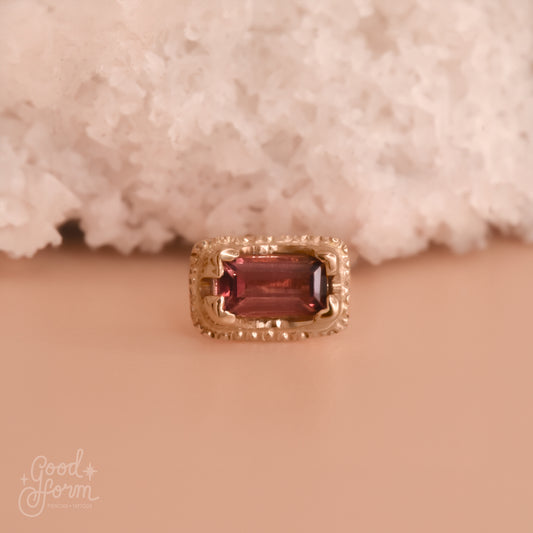 One of a Kind Milgrain End - Genuine Tourmaline - Pressure Fit End Only-Gold - Aurum Deorum - Ends-tattoopiercer-