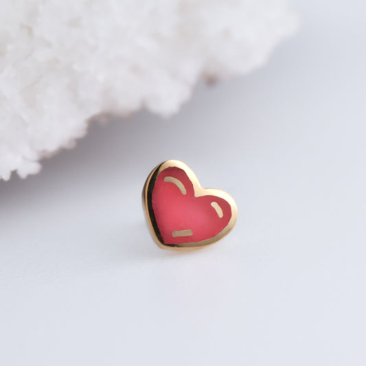 Heart Glow End - Red Enamel - Pressure Fit End Only-Gold - Mae Body Jewelry - Plain Ends - Rose Gold-Mae Body Jewellery-