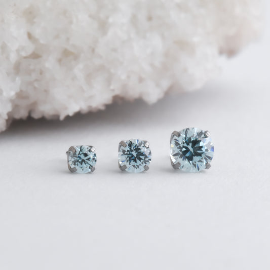 Titanium Prong Set End - Frosty Mint CZ - Pressure Fit End Only-Neometal-2mm-