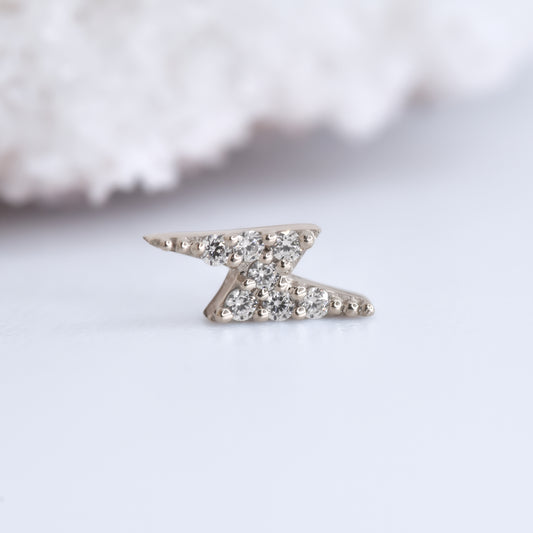 Lightning Pavé End - CZ - Pressure Fit End Only-Gold - Mae Body Jewelry - Plain Ends - Rose Gold-Mae Body Jewellery-White gold-