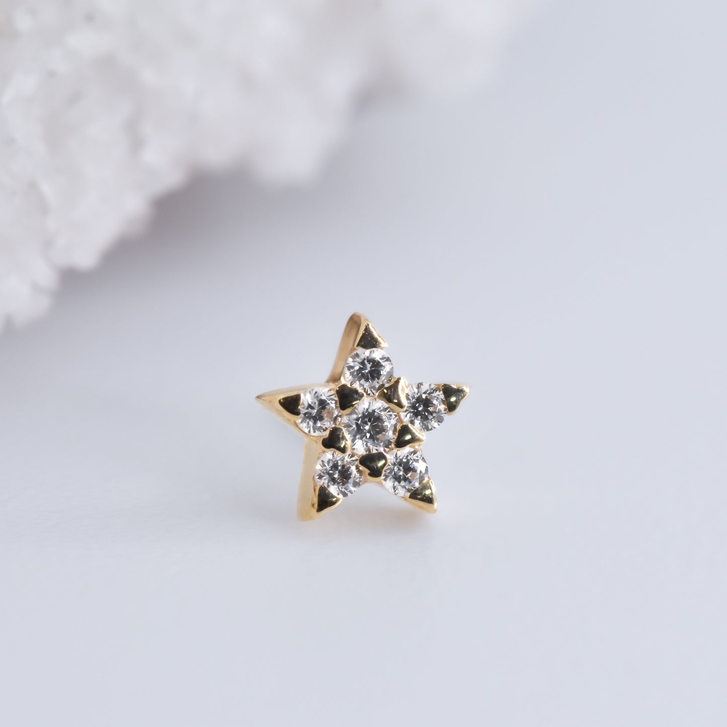 Pavé Star End - CZ - Pressure Fit End Only-Gold - Mae Body Jewelry - Plain Ends - Rose Gold-Mae Body Jewellery-Yellow Gold-