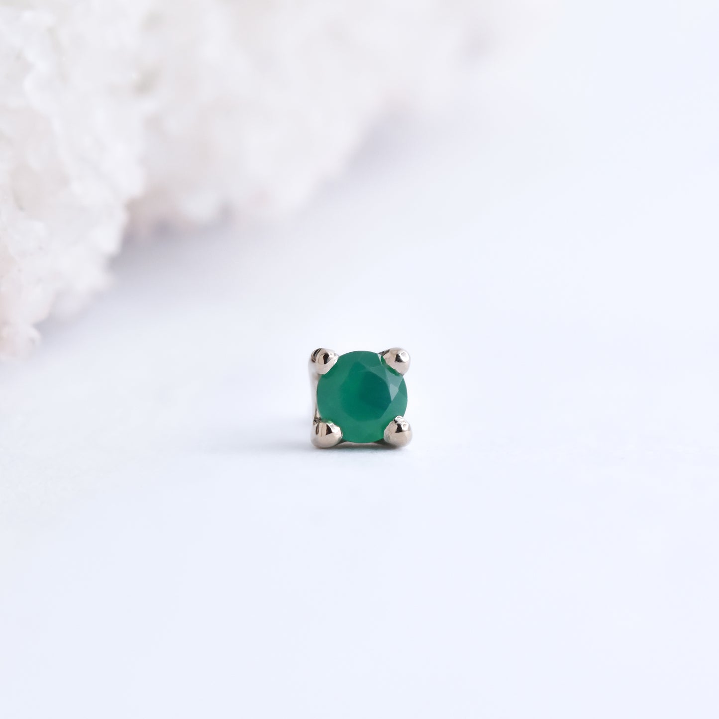 Prong End - Genuine Green Onyx - Pressure Fit End Only-Gold - Alchemy - Gem Ends - Pressure Fit - Prong - 2.5mm - Yellow Gold-Alchemy Adornment-