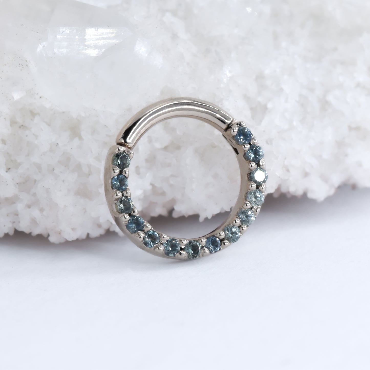 Hinged Gem Ring - Teal Grey Sapphire-body jewelry-alchemy adornment-