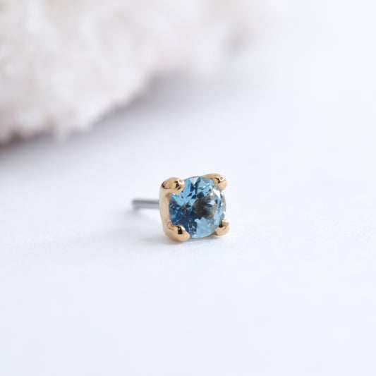 2.5mm Prong End - Ice Blue Topaz - Pressure Fit End Only-body jewelry-Alchemy Adornment-