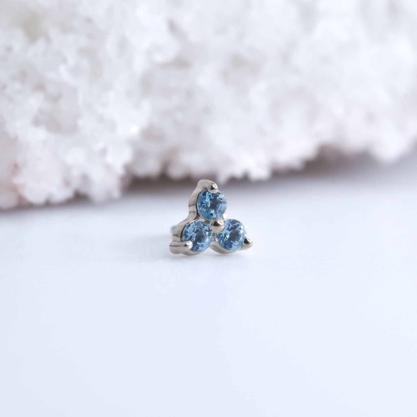 Trinity End - Ice Blue Topaz - Pressure Fit End Only-Gold - Alchemy - Gem Ends - Pressure Fit - Trinity - Yellow Gold-Alchemy Adornment-White-
