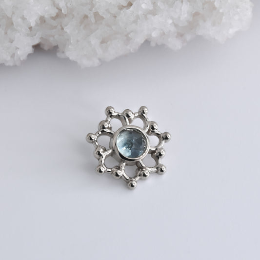 Krystal End - Rose Cut Teal Grey Sapphire - Threaded End Only-Gold - Alchemy - Gem Ends - Threaded-Alchemy Adornment-