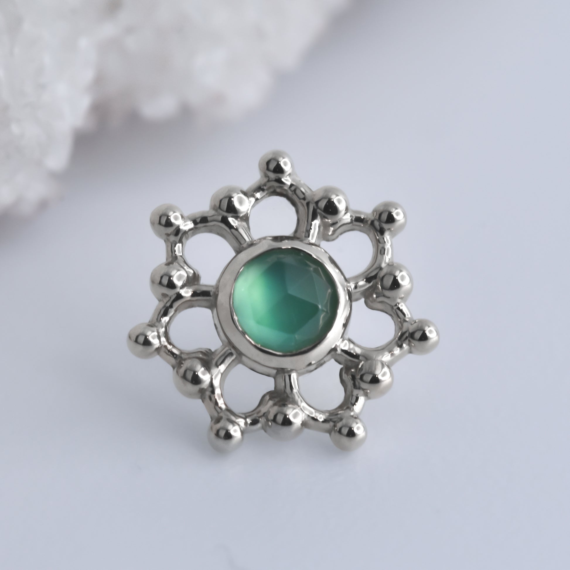 Krystal End - Rose Cut Green Onyx - Pressure Fit End Only-body jewelry-Alchemy Adornment-