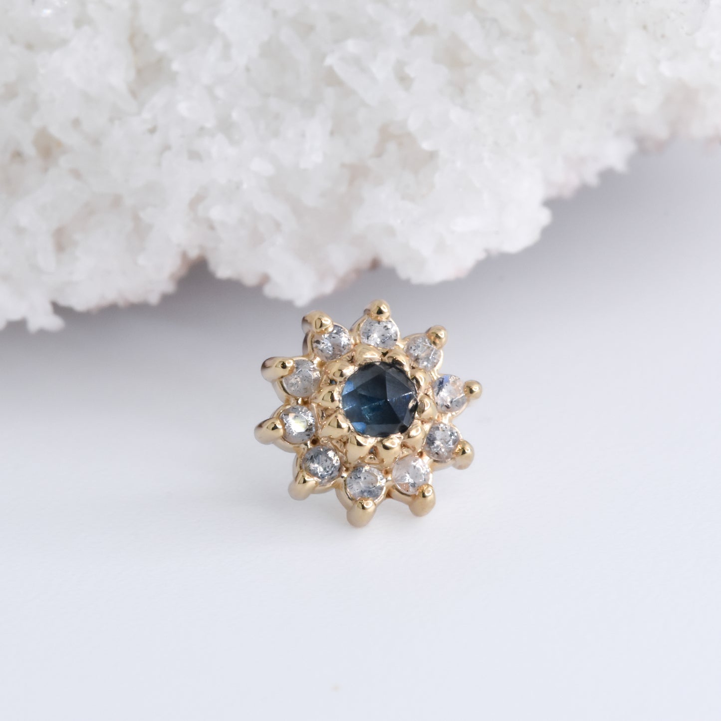 Breezy End - Rose Cut Montana Sapphire/Labradorite - Pressure Fit End Only-Gold - Alchemy - Gem Ends - Pressure Fit - Breezy - Yellow Gold-Alchemy Adornment-