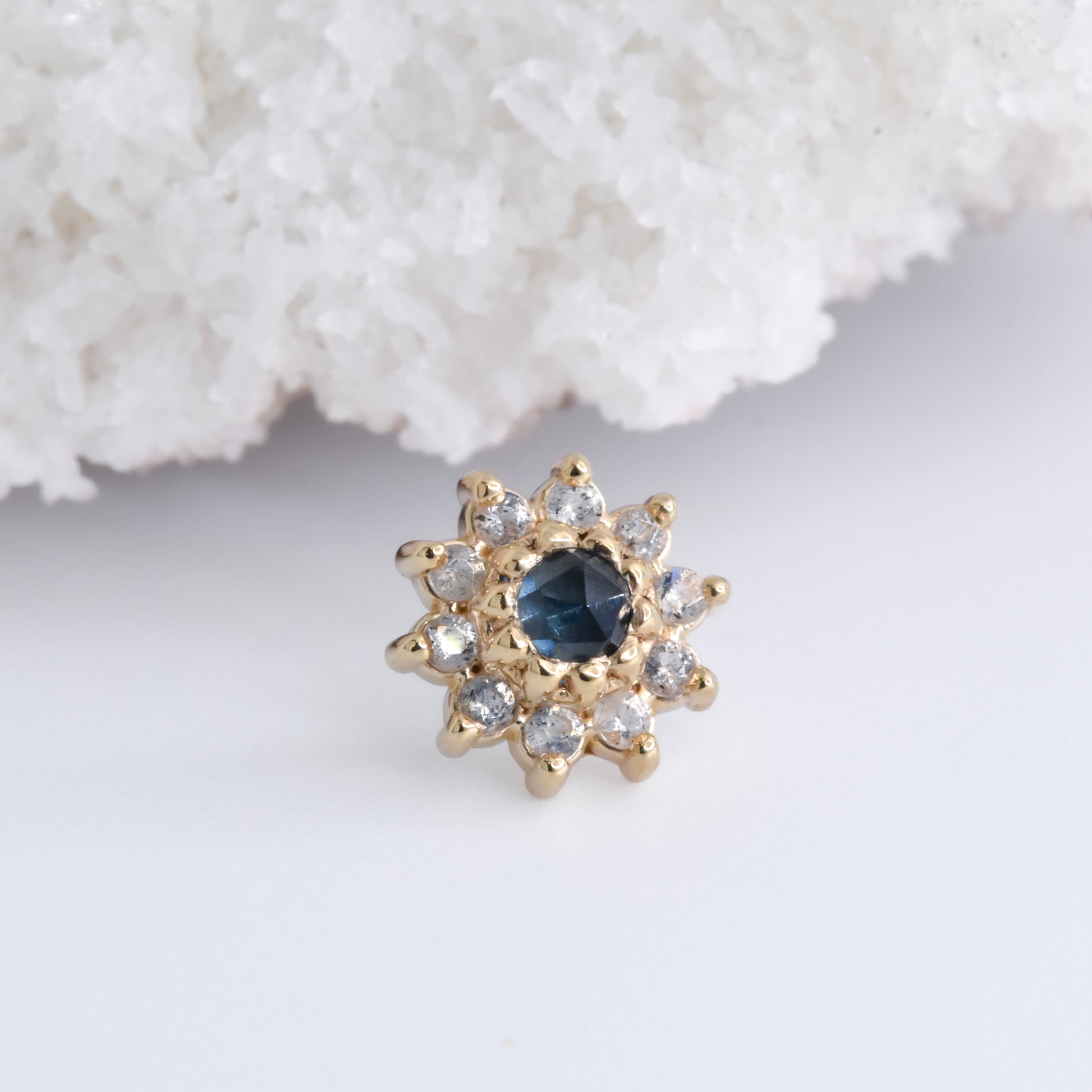 Breezy End - Rose Cut Montana Sapphire/Labradorite - Pressure Fit End Only-Gold - Alchemy - Gem Ends - Pressure Fit - Breezy - Yellow Gold-Alchemy Adornment-