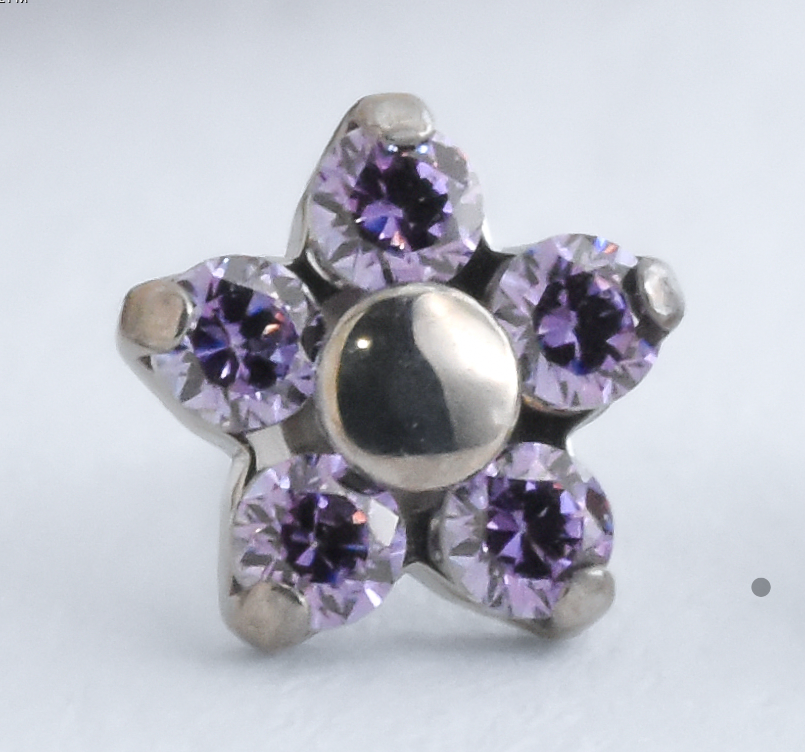 Titanium Flower End - CZ - Pressure Fit End Only-body jewelry-Neometal-Lavender-
