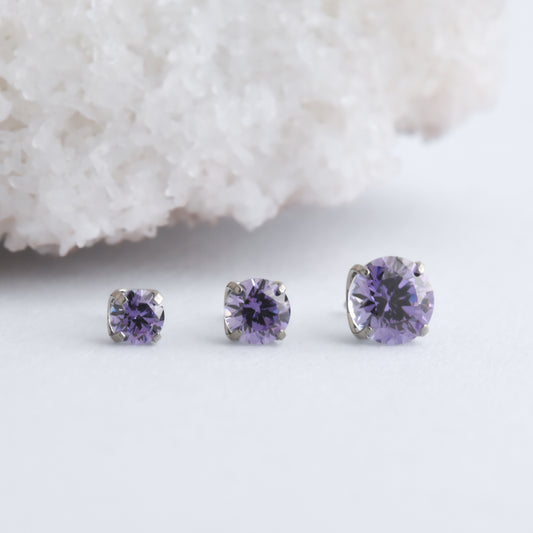 Titanium Prong Set End - Lavender CZ - Pressure Fit End Only-Neometal-2mm-
