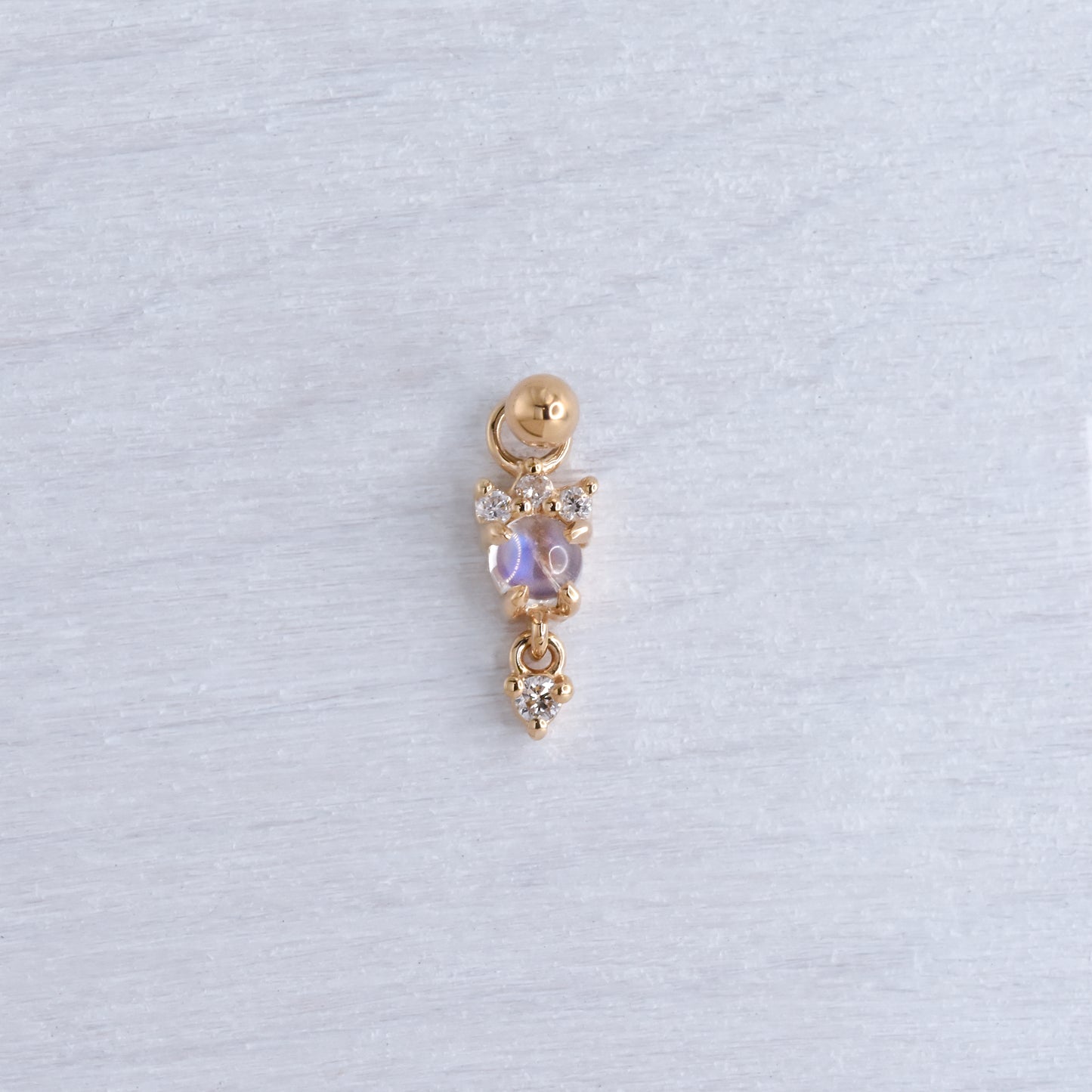 Leia Charm - Genuine Moonstone and Diamond-Gold - Modern Mood - Charms - Yellow Gold-Modern Mood-Yellow Gold-