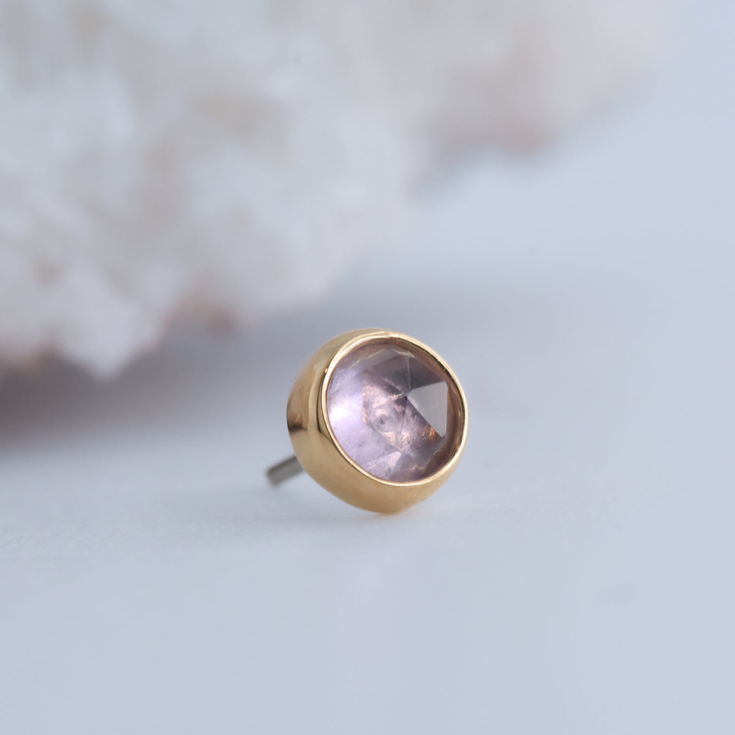 3mm Bezel - Rose Cut Lilac Amethyst - Pressure Fit End Only-body jewelry-Alchemy Adornment-Yellow Gold-