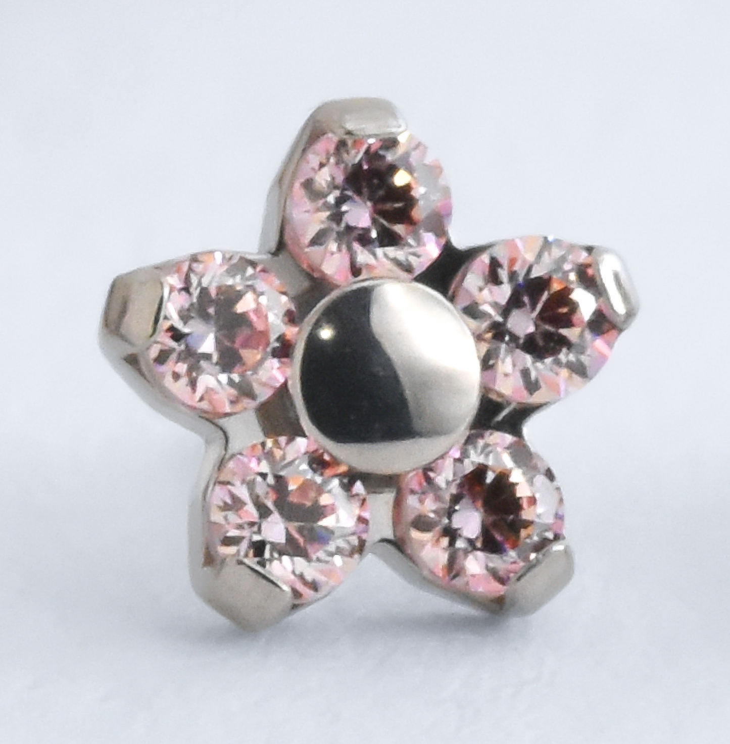 Titanium Flower End - CZ - Pressure Fit End Only-body jewelry-Neometal-Morganite-