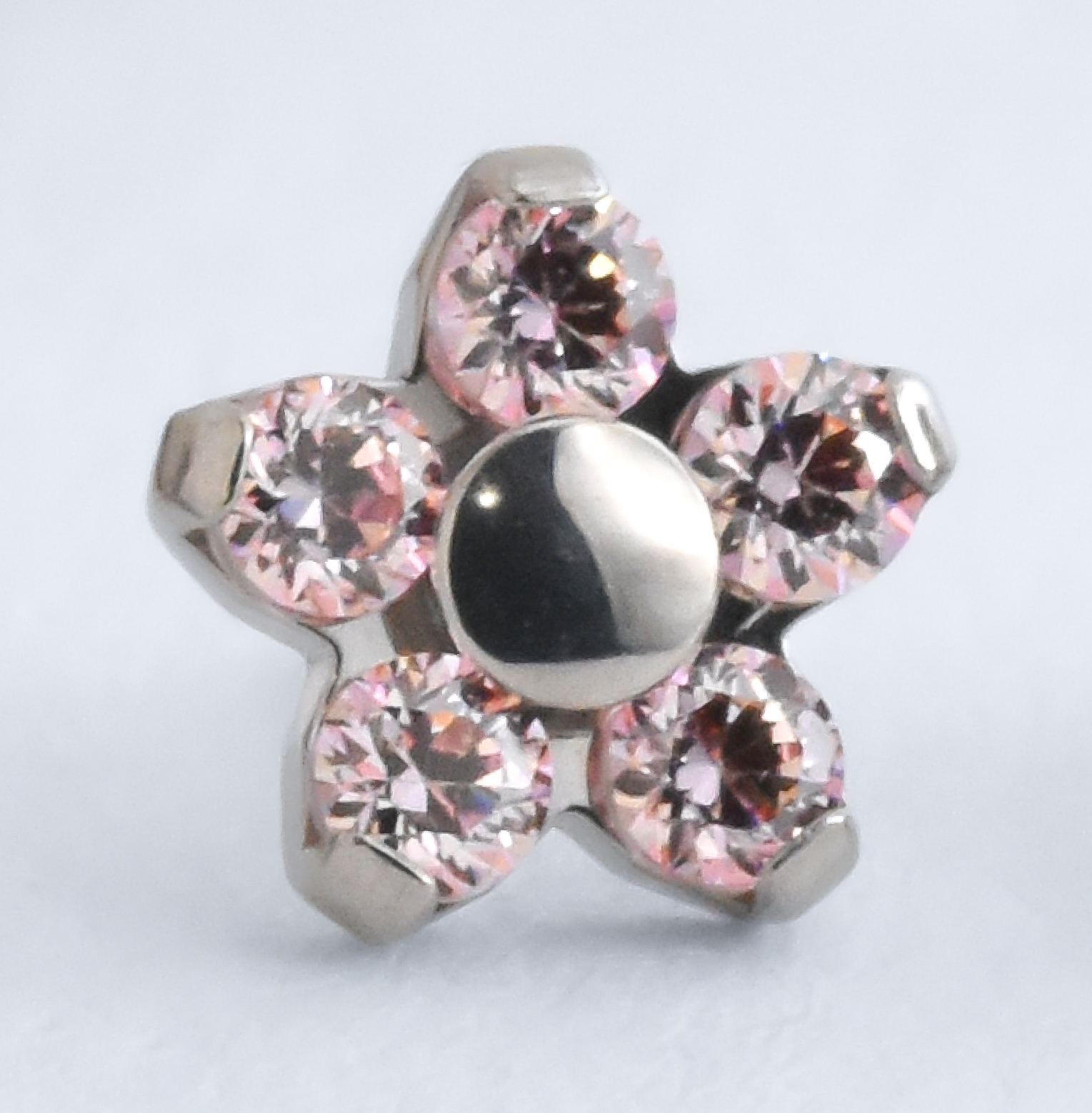 Titanium Flower End - CZ - Pressure Fit End Only-body jewelry-Neometal-Morganite-
