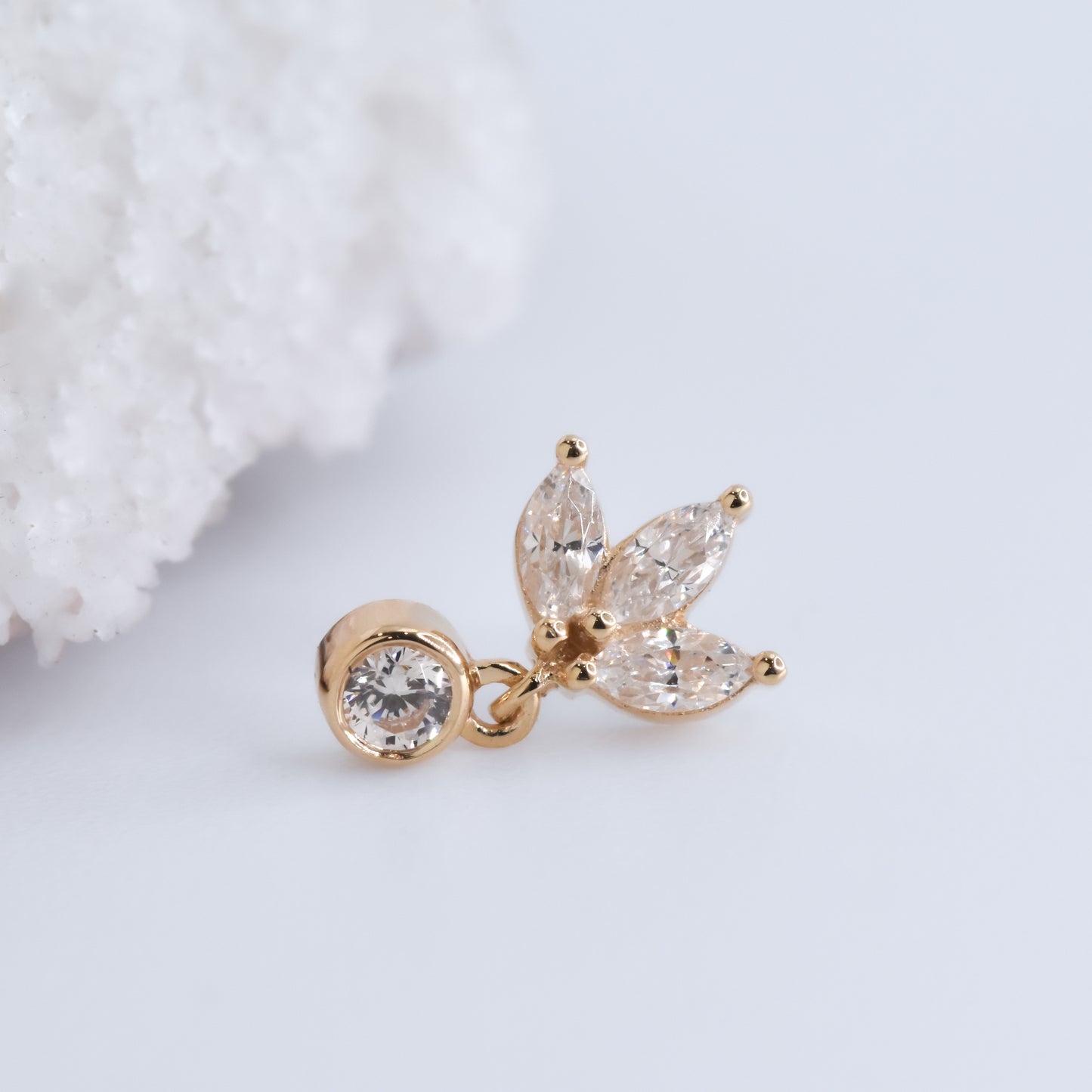 Valentina End - CZ - Pressure Fit End Only-Gold - Mae Body Jewelry - Plain Ends - Rose Gold-Mae Body Jewellery-Rose gold-