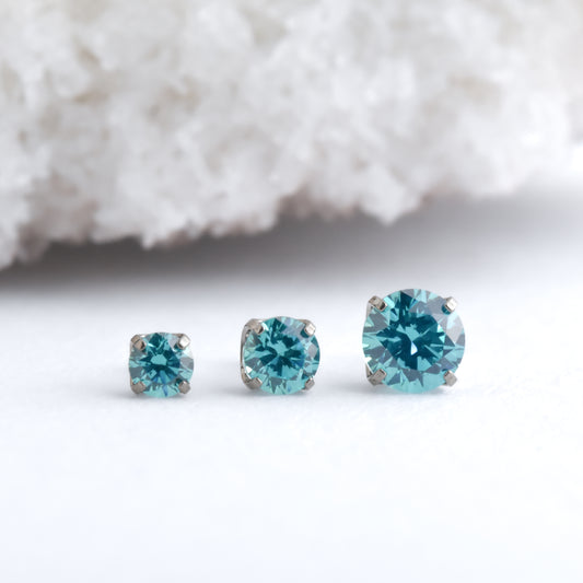 Titanium Prong Set End - Mint Green CZ - Pressure Fit End Only-Neometal-1.5mm-