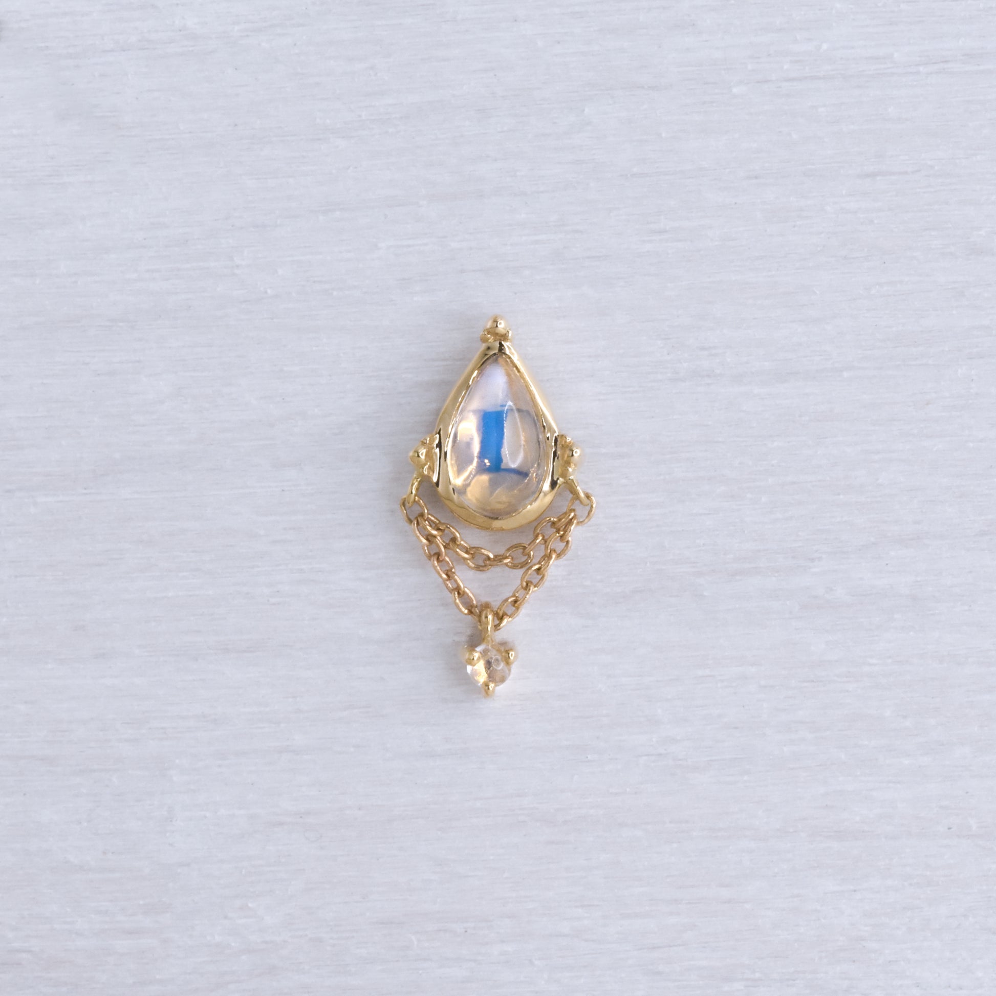 Moondance End - Genuine Moonstone - Pressure Fit End Only-Gold - Modern Mood - Ends - Yellow Gold-Modern Mood-