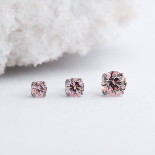 Titanium Prong Set End - Morganite CZ - Pressure Fit End Only-Neometal-2mm-