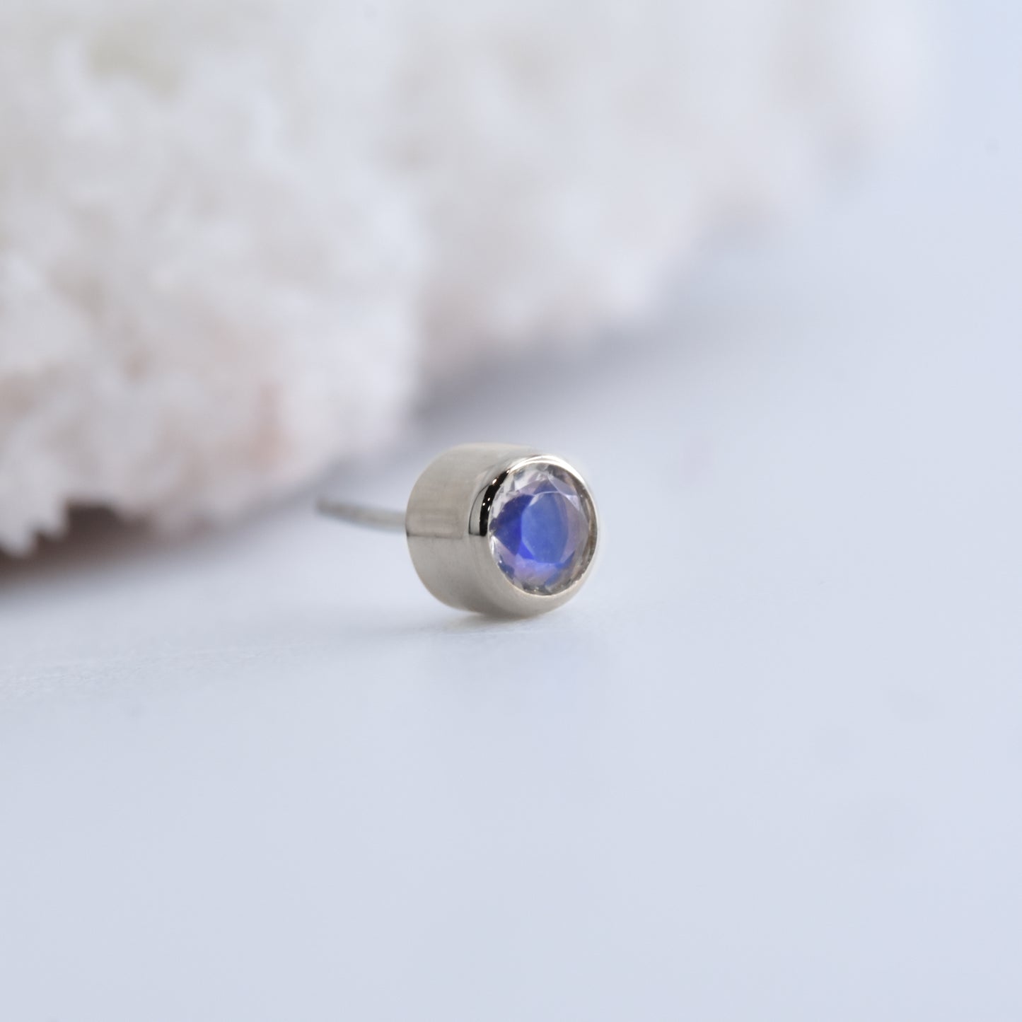 2.5mm Bezel End - Moonstone - Pressure Fit End Only-Gold - Alchemy - Gem Ends - Pressure Fit - Bezel - 2mm - Yellow Gold-Alchemy Adornment-