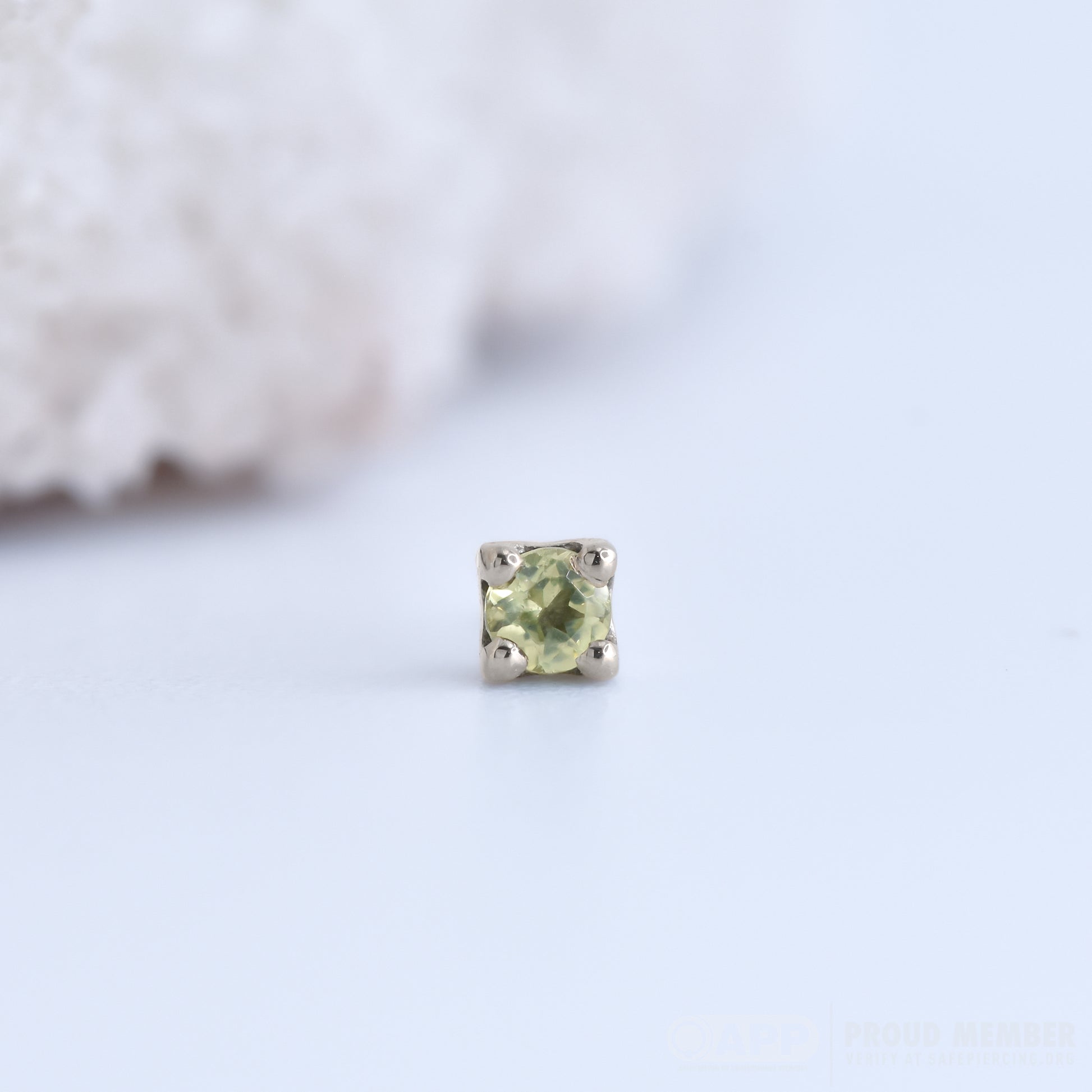 Prong End - Genuine Peridot - Pressure Fit End Only-Gold - Alchemy - Gem Ends - Pressure Fit - Prong - 2.5mm - White Gold-Alchemy Adornment-