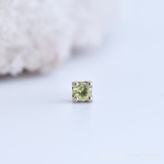 Prong End - Genuine Peridot - Pressure Fit End Only-Gold - Alchemy - Gem Ends - Pressure Fit - Prong - 2.5mm - White Gold-Alchemy Adornment-