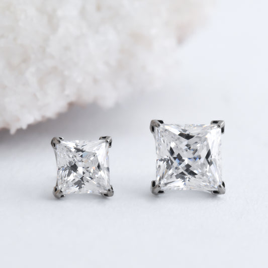 Titanium Princess Cut End - CZ - Pressure Fit End Only-Neometal-4mm-