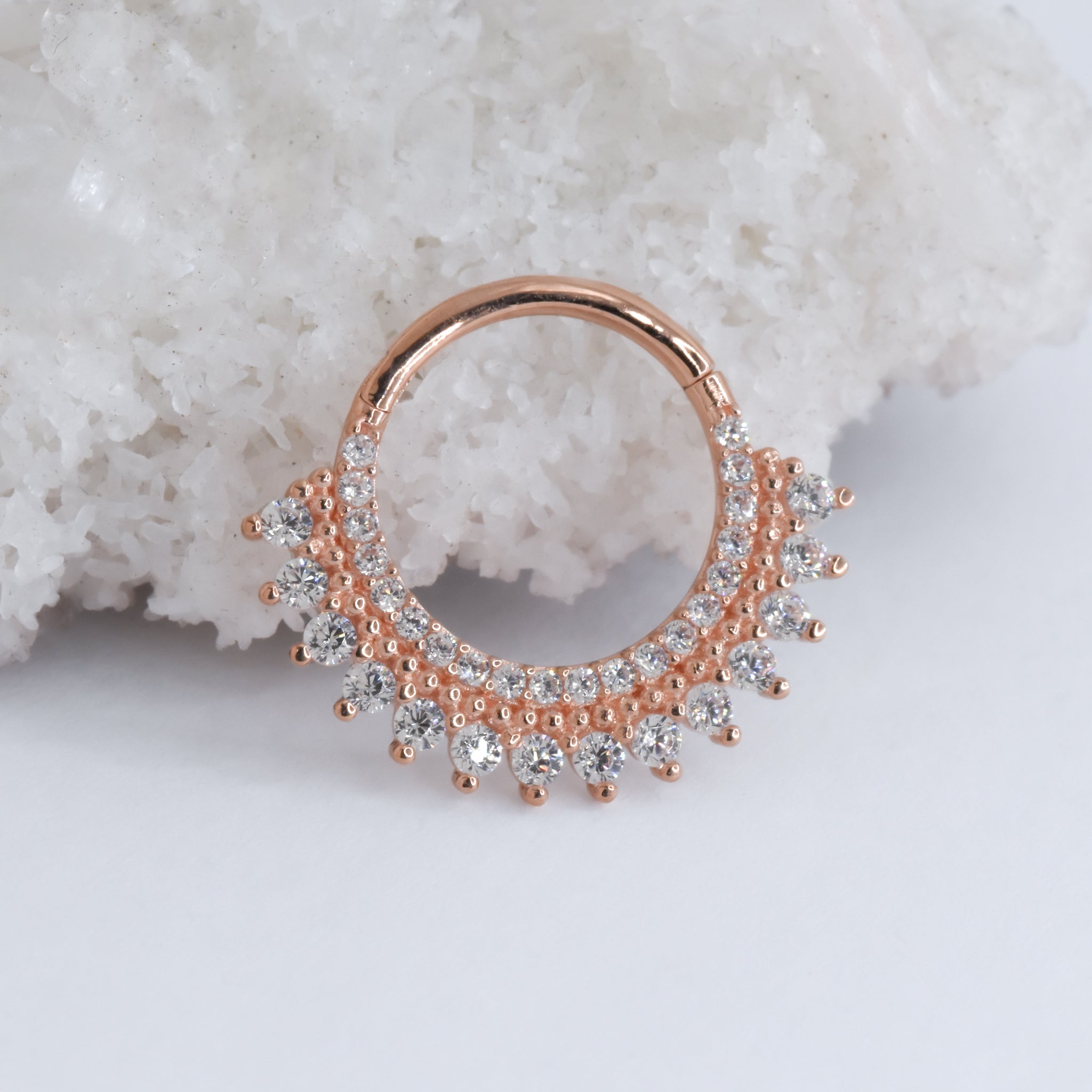 Lucid Clicker - CZ-body jewelry-Ember-Rose gold-