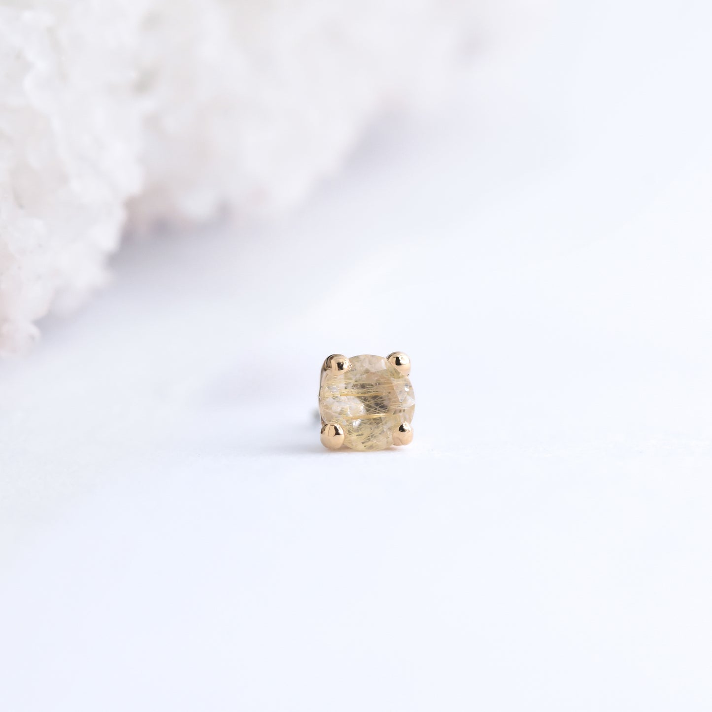 Prong End - Genuine Rutilated Quartz - Pressure Fit End Only-Gold - Alchemy - Gem Ends - Pressure Fit - Prong - 2.5mm - Yellow Gold-Alchemy Adornment-