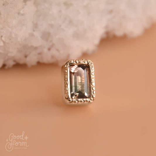 One of a Kind Scalloped Bezel End - Bi-colour Tourmaline - Pressure Fit End Only-Gold - Aurum Deorum - Ends-tattoopiercer-