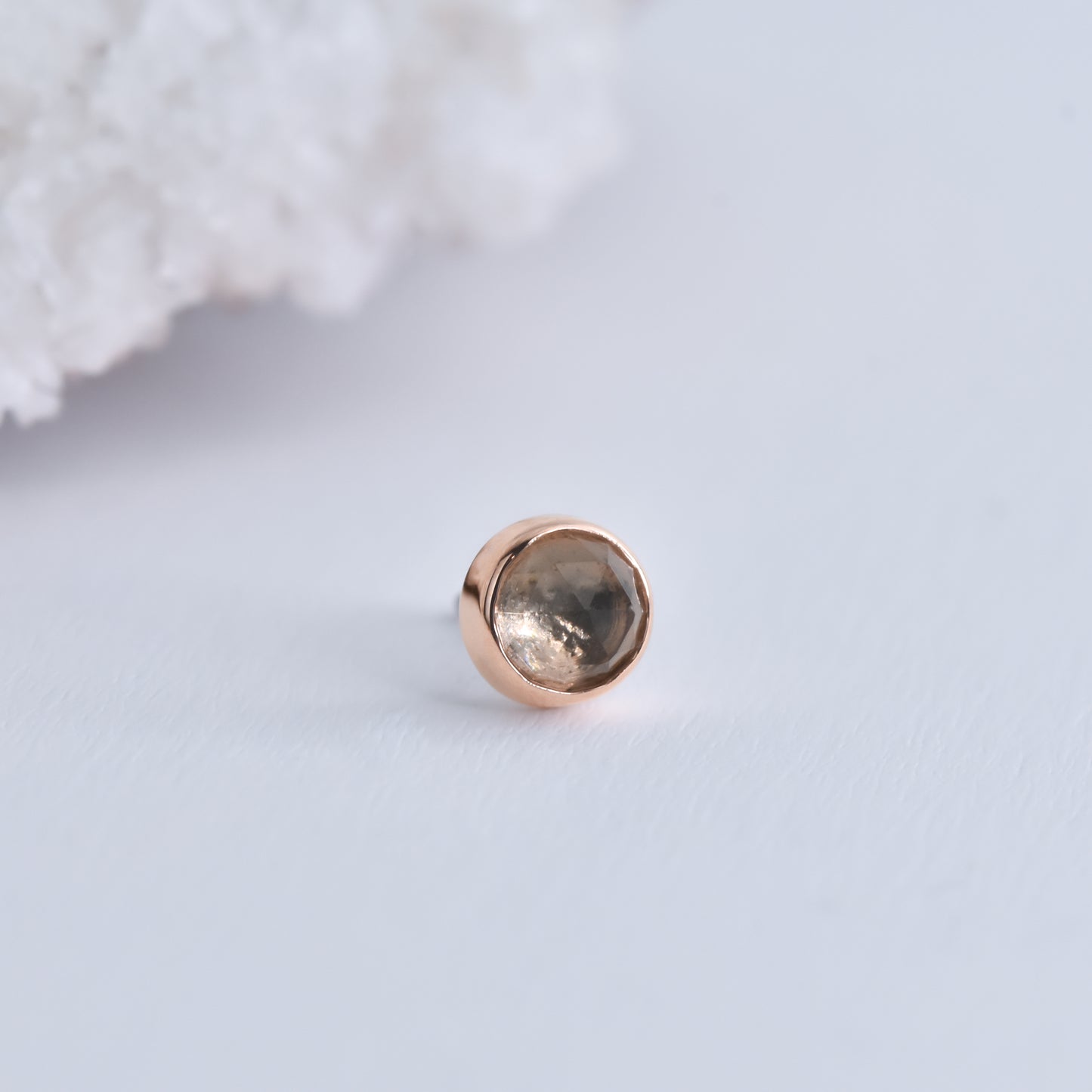 Bezel End - Rose Cut Smoky Quartz - Pressure Fit End Only-body jewelry-Alchemy Adornment-