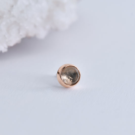 Bezel End - Rose Cut Smoky Quartz - Pressure Fit End Only-body jewelry-Alchemy Adornment-