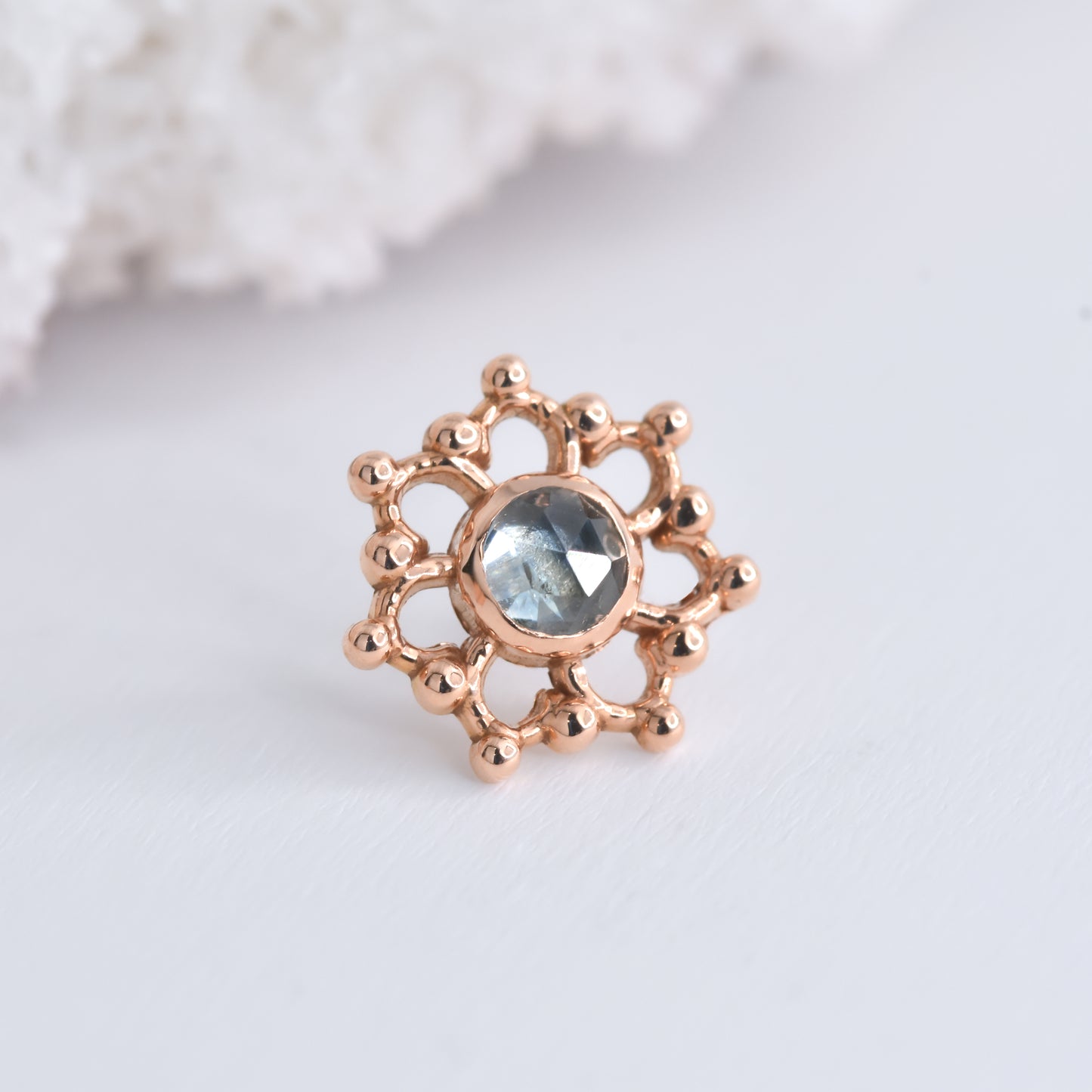 Krystal End - Rose Cut Montana Sapphire - Pressure Fit End Only-body jewelry-Alchemy Adornment-